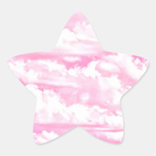Festive Pink Clouds Star Sticker