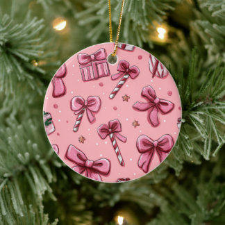 Festive Pink Design Christmas Ornament