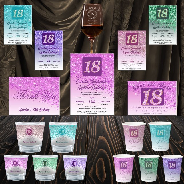 Festive Pink Glitter 18th Birthday Invitation (Creator Uploaded)