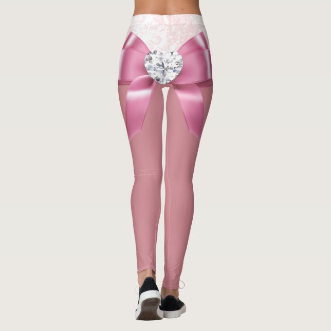 Festive Pink Glitter Heart Snowflake Tights (Back)