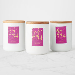 Festive Pink & Gold Christmas Holidays  Food Label