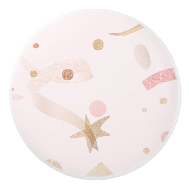 Festive Pink & Gold Pattern  Ceramic Knob (Front)
