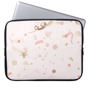 Festive Pink & Gold Pattern Laptop Sleeve