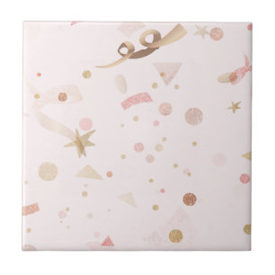Festive Pink & Gold Pattern  Tile