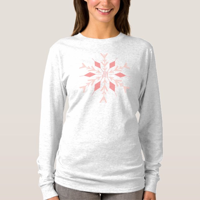 Festive Pink Joy Snowflake T-Shirt (Front)