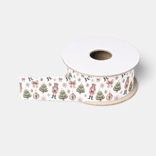 Festive Pink Nutcrakcer Christmas Holiday Grosgrain Ribbon