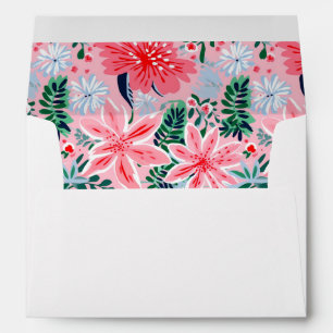Festive Pink Tropical Christmas Floral Envelope