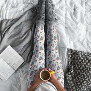 Festive Pink Village & Car Tree Retro Christmas  Leggings