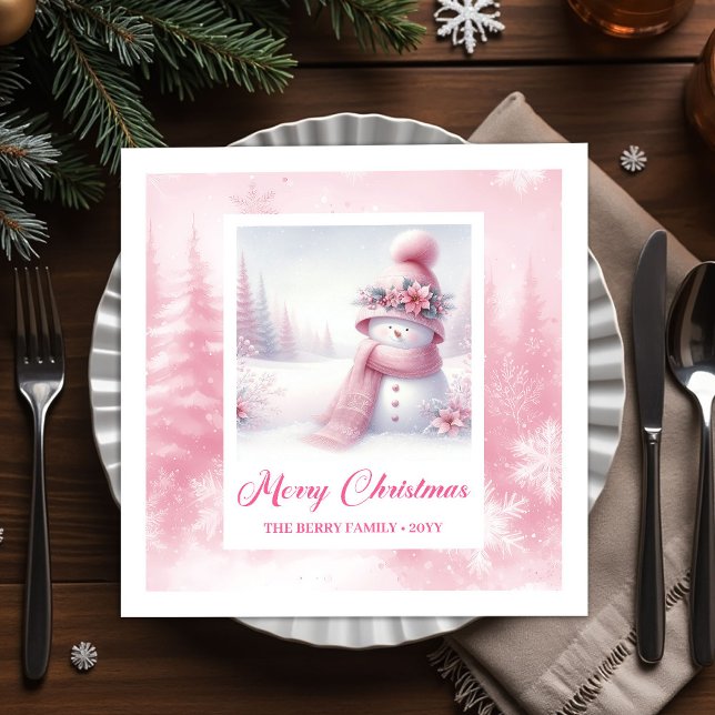 Festive Pinkmas Christmas Scene Napkins Kids Party (Festive Pinkmas Christmas Scene Napkins Kids Party Fun)