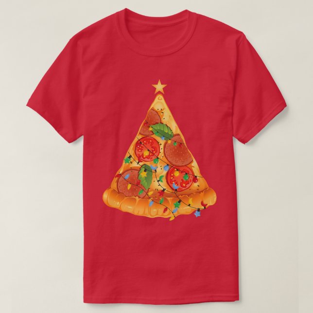 Festive Pizza New Year Party Christmas Celebration T-Shirt (Design Front)