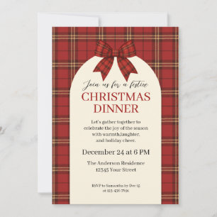 Festive Plaid and Bow Christmas Eve -  Invitation