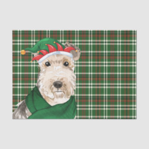 Festive Plaid and Lakeland Terrier Dog Christmas Tissue Paper