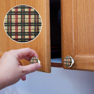 Festive Plaid Ceramic Knob