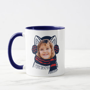 Festive Plaid Kitty Cat Character Photo Holiday Mug