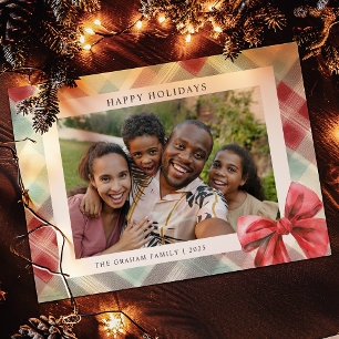 Festive Plaid Photo Christmas Holiday Card