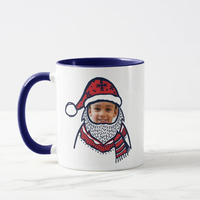 Festive Plaid Santa Claus Character Photo Holiday Mug (Left)