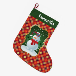 Festive Plaid  Snowman Stocking