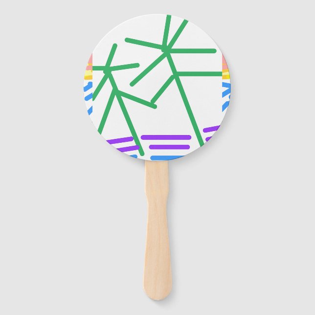  Festive Plane Boat Ocean Waves Abstract Hand Fan (Front)