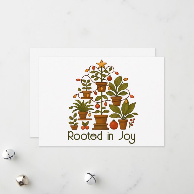 Festive Plant Lover Botanical Holiday Greetings (Front/Back In Situ)