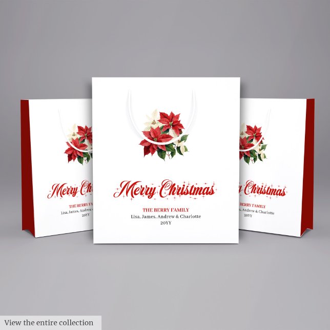 Festive Poinsettia Bouquet Botanical Christmas Bag (Festive Poinsettia Bouquet Botanical Christmas Bag)