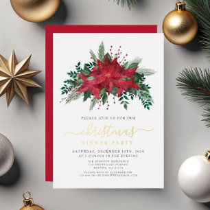 Festive Poinsettia Christmas Dinner Party Gold