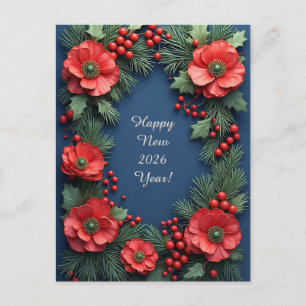 ❄️ Festive Poinsettia Christmas Glow 🎄 Elegant Postcard