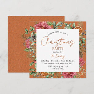 Festive Poinsettia Christmas Party Script Invitation