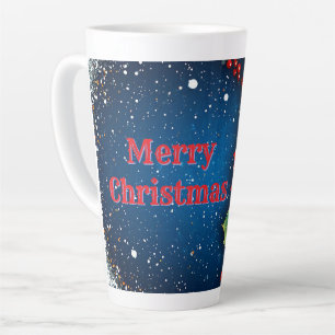 Festive Poinsettia Flowers with Snow Latte Mug