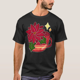 Festive Poinsettia Teacup T-Shirt