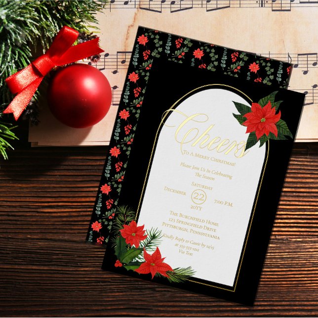 Festive Poinsettias Pine and Holly Christmas Party (Creator Uploaded)