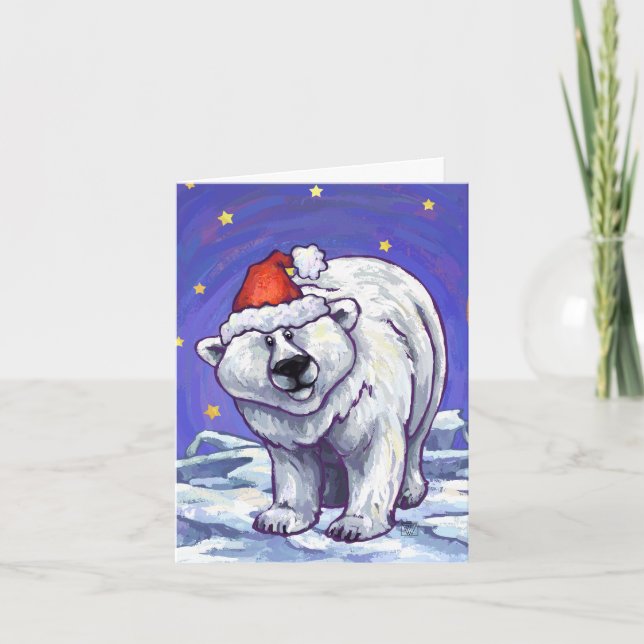 Festive Polar Bear Christmas Holiday Card (Front)