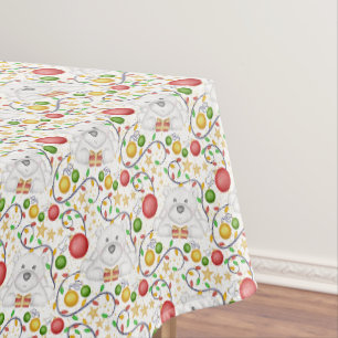 Festive Polar Bears Christmas Holiday Tablecloth