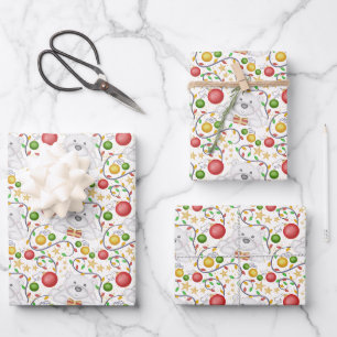 Festive Polar Bears Christmas Holiday Wrapping Paper Sheet