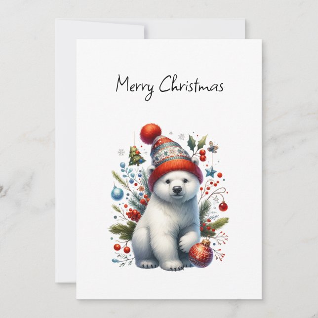 Festive Polar Cub Holiday Card (Front)