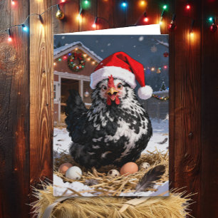 Festive Polish Chicken and Christmas Puns Funny Card