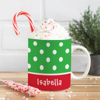 Festive Polka Dots Custom Christmas Monogram Name