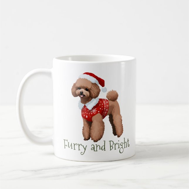 Festive Poodle Furry and Bright Coffee Mug (Left)