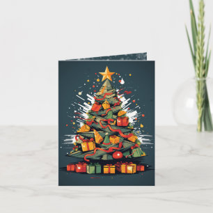 Festive Pop Art Christmas Tree Display Card