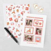 Festive Postage Stamp 3 Photo Collage Christmas