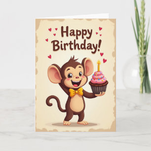 Festive Primate Birthday Card