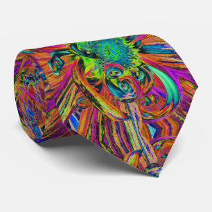 Festive Psychedelic Colourful Dahlia Flower Petals Tie