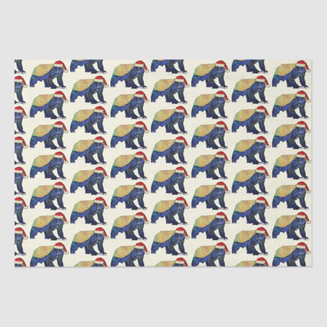 Festive Psychedelic Honey Badger Badass Christmas  Tissue Paper (Front)