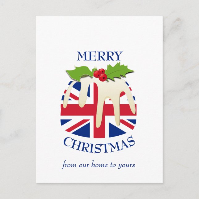 Festive Pudding BRITISH UNION JACK Christmas Postcard (Front)