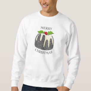 Festive Pudding Silver GLITTER SPARKLE   Christmas Sweatshirt