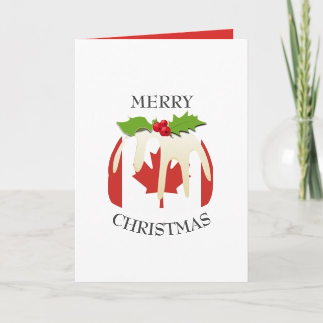 Festive Pudding with | CANADA | Christmas Holiday Card (Front)