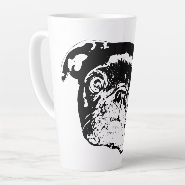 Festive Pug Morning Cheer Latte Mug (Left Angle)