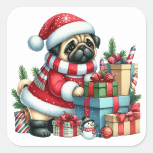 Festive Pug Stickers