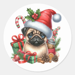 Festive Pug Stickers