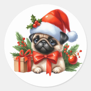 Festive Pug Stickers