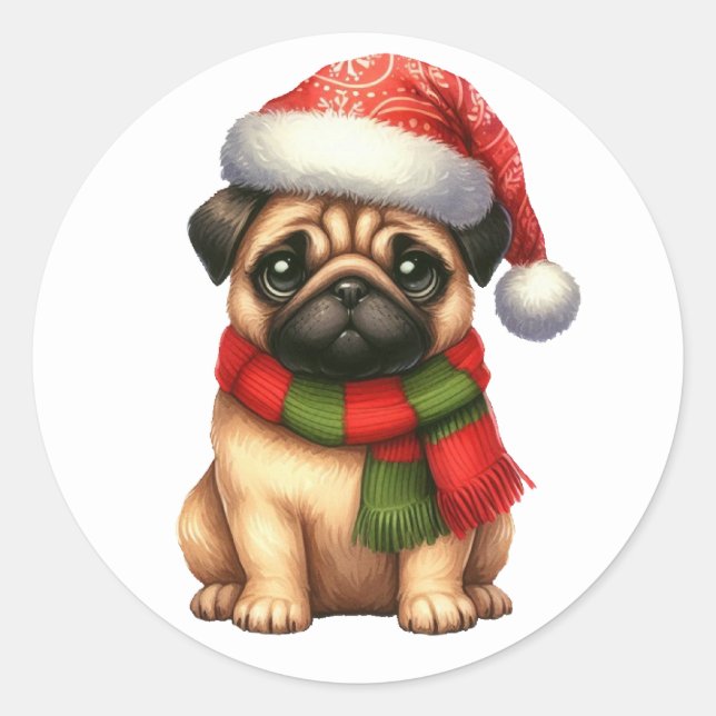 Festive Pug Stickers (Front)